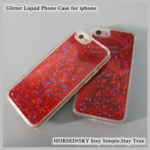 Clear Glitter Liquid PC and TPU Case for iPhone 6 Bling Mobile Phone Covers